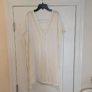 Kona Sol White V Neck Beach Cover Up